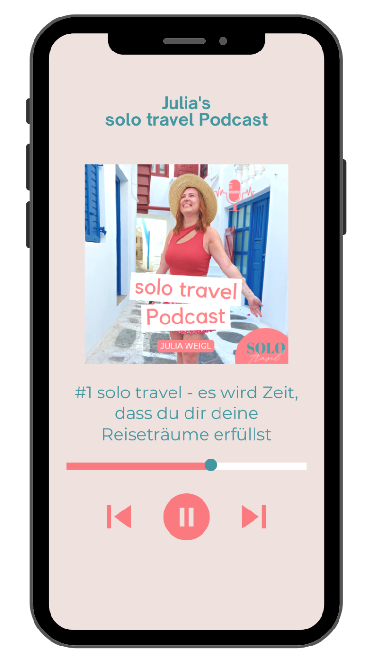 Handy Display mit dem solo travel Podcast Cover