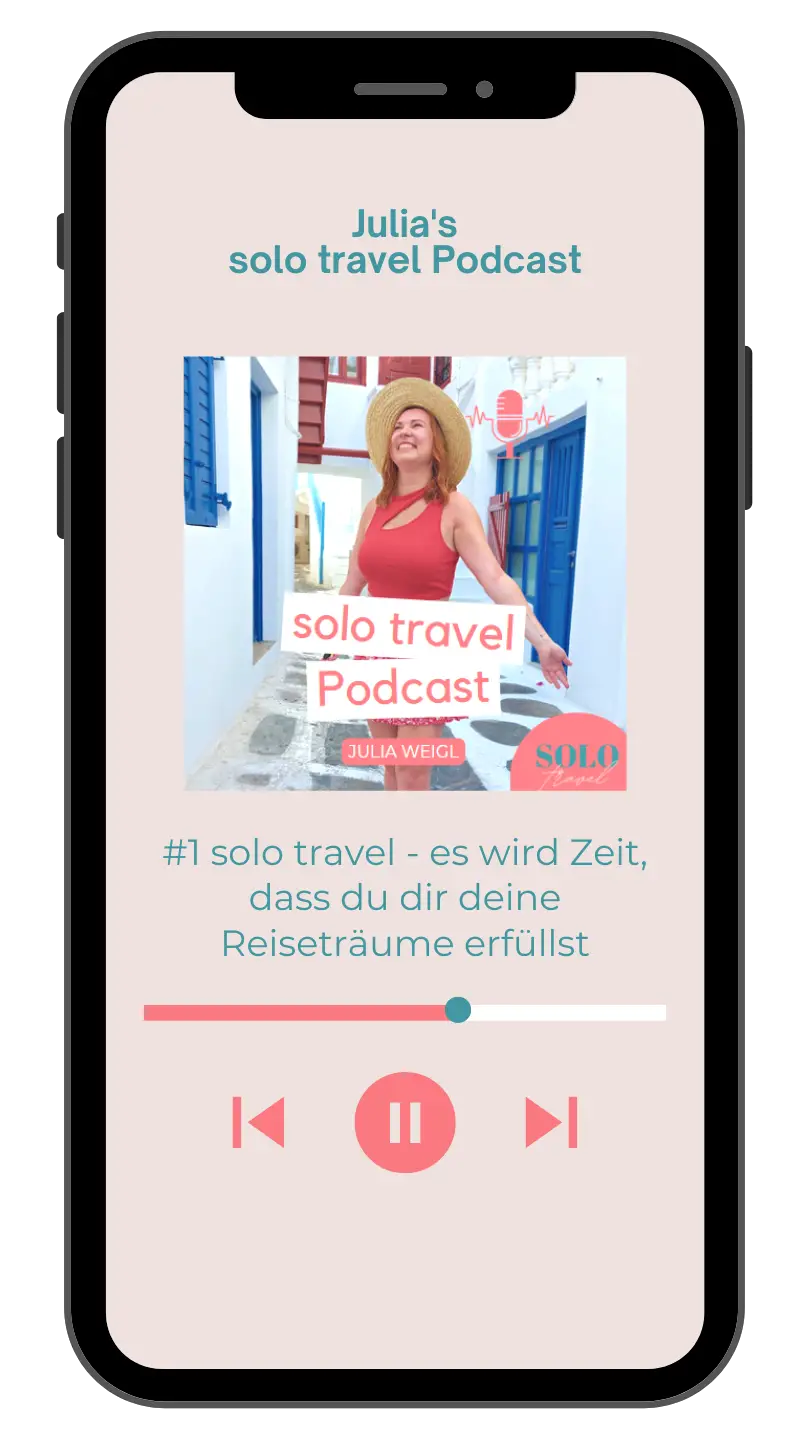Handy Display mit dem solo travel Podcast Cover